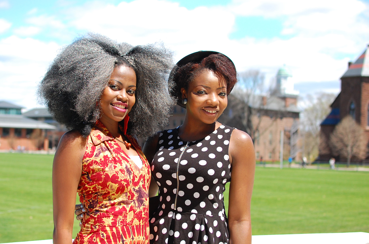 Wesleyan students Claudia Kahindi '18 and Olayinka Lawal '15, 2015 recipients of the Davis Projects for Peace grant.